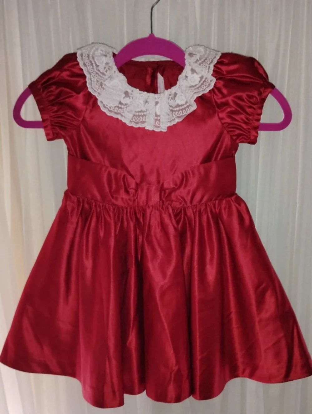 American Girl x Janie & Jack Girls Holly-Red Holiday Party Satin Xmas Dress 4