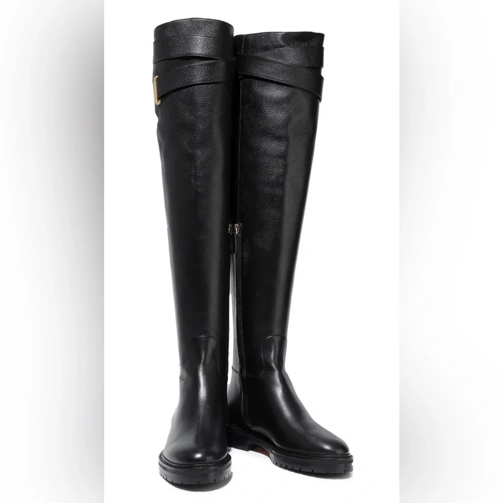 Classic Black Leather Knee-High Women's Boot