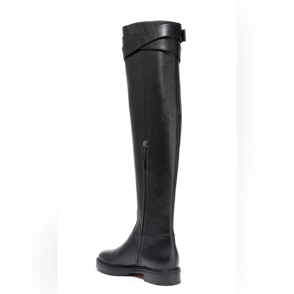 Classic Black Leather Knee-High Women's Boot