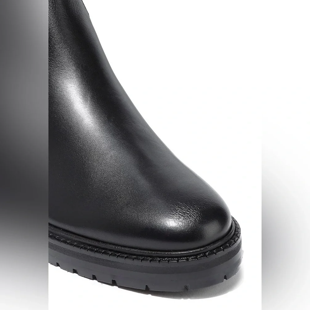 Classic Black Leather Knee-High Women's Boot