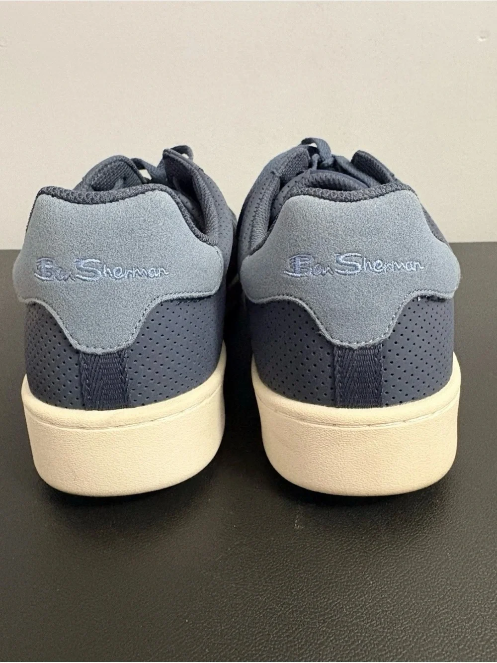 Ben Sherman Slate Blue Perforated Lace-Up Sneakers