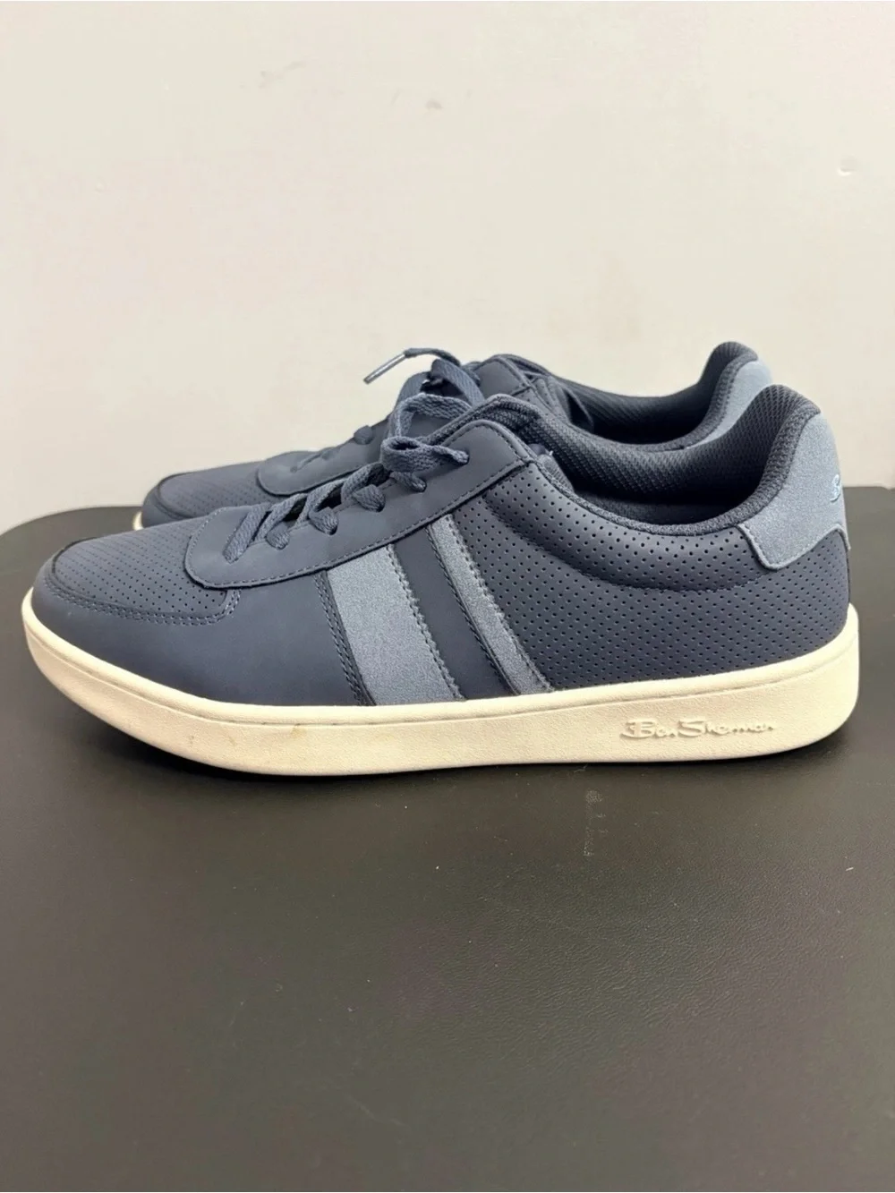 Ben Sherman Slate Blue Perforated Lace-Up Sneakers