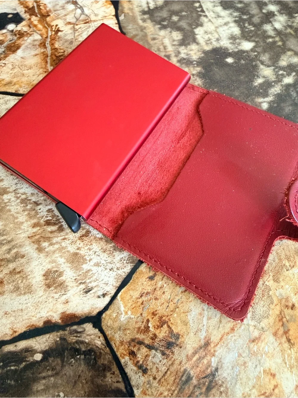 SECRID Red Leather Cardholder Wallet - Compact RFID Protection