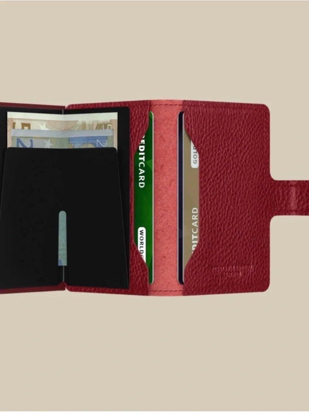 SECRID Red Leather Cardholder Wallet - Compact RFID Protection