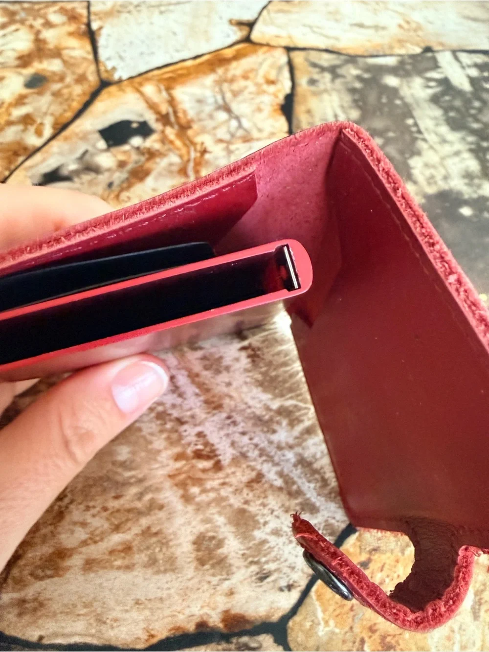 SECRID Red Leather Cardholder Wallet - Compact RFID Protection
