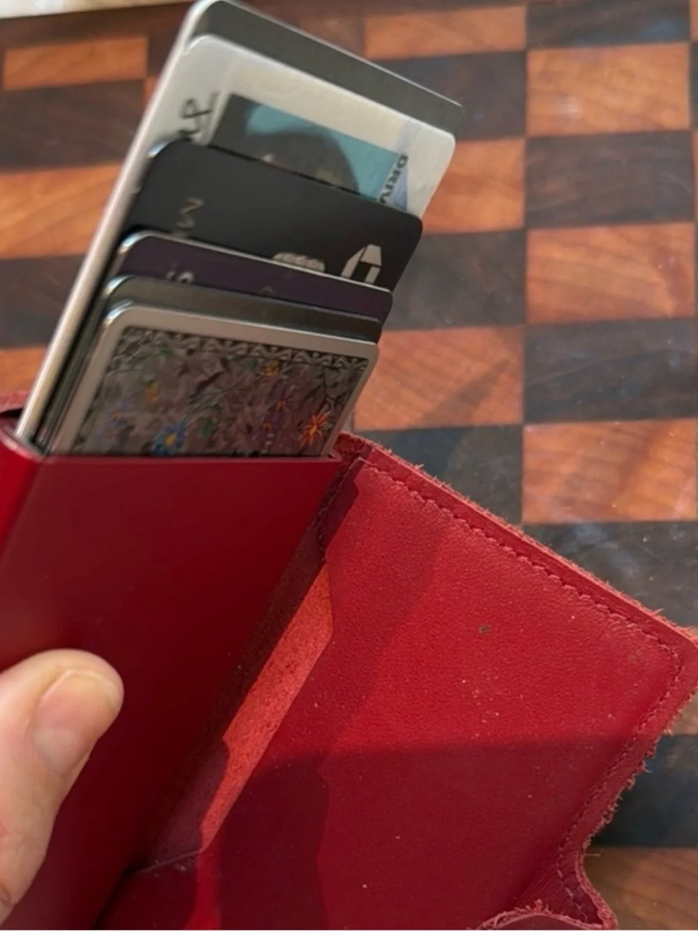 SECRID Red Leather Cardholder Wallet - Compact RFID Protection