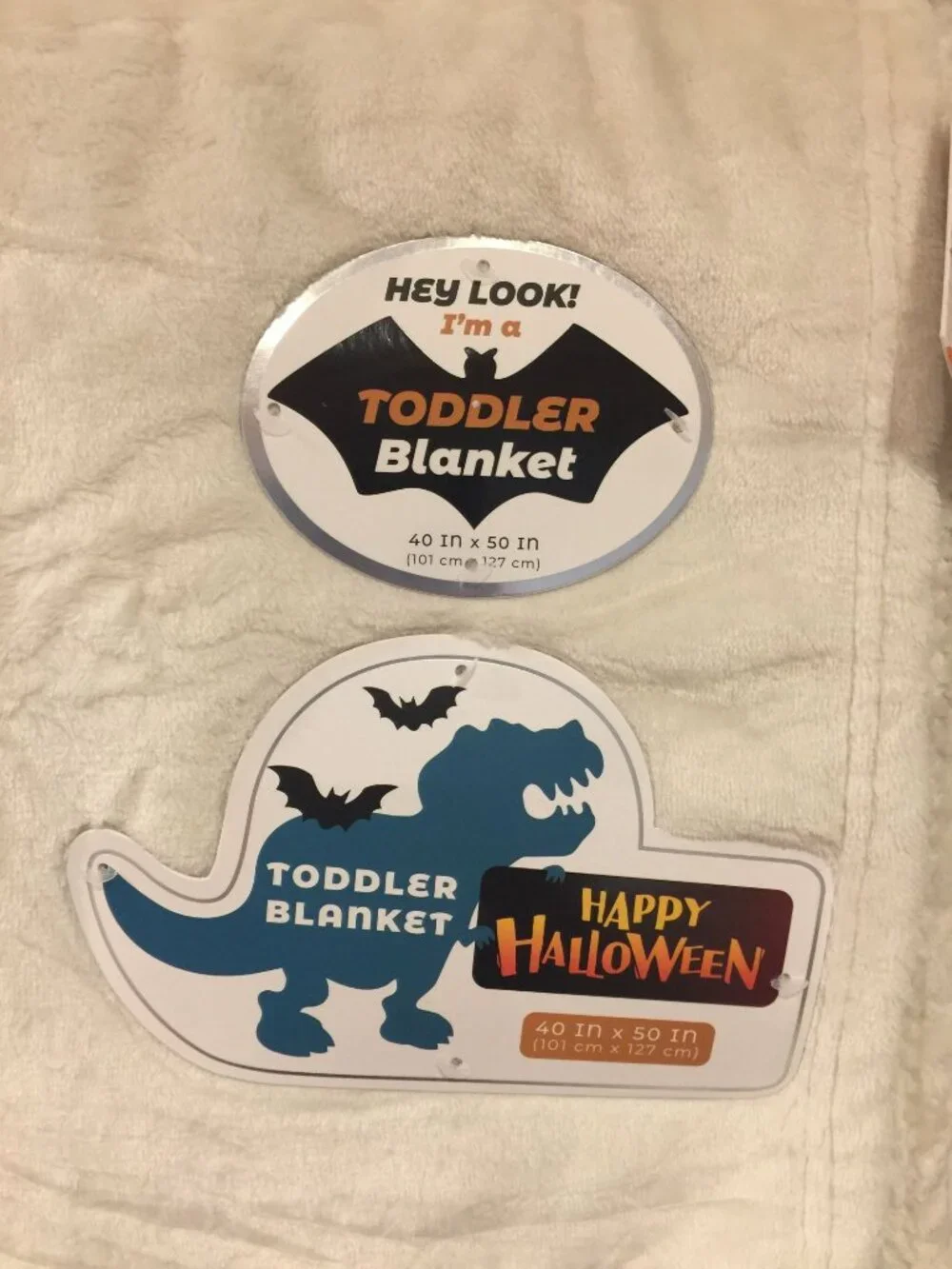Happy Halloween Cream Aqua Dinosaur Trick or Treat Toddler Plush Blanket 40
