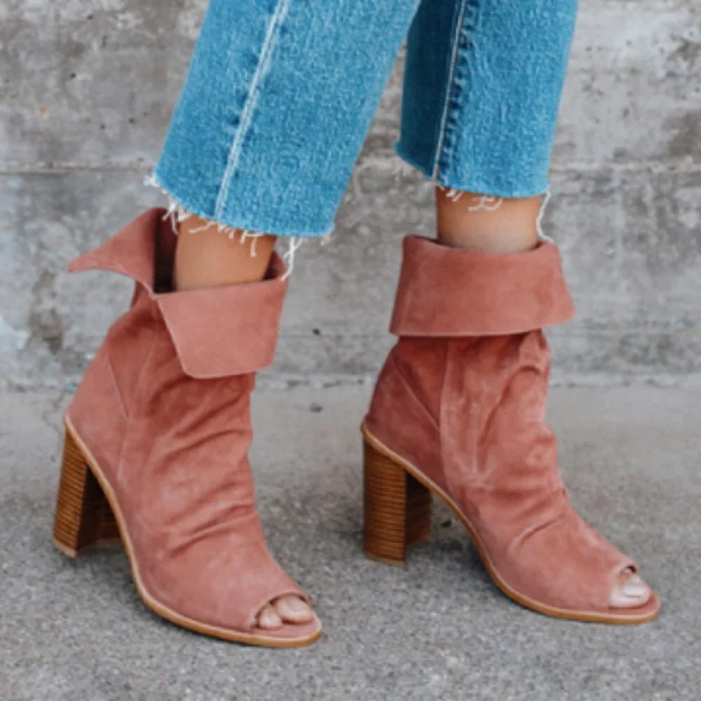 42 Gold Ramada Suede Peep Toe Bootie