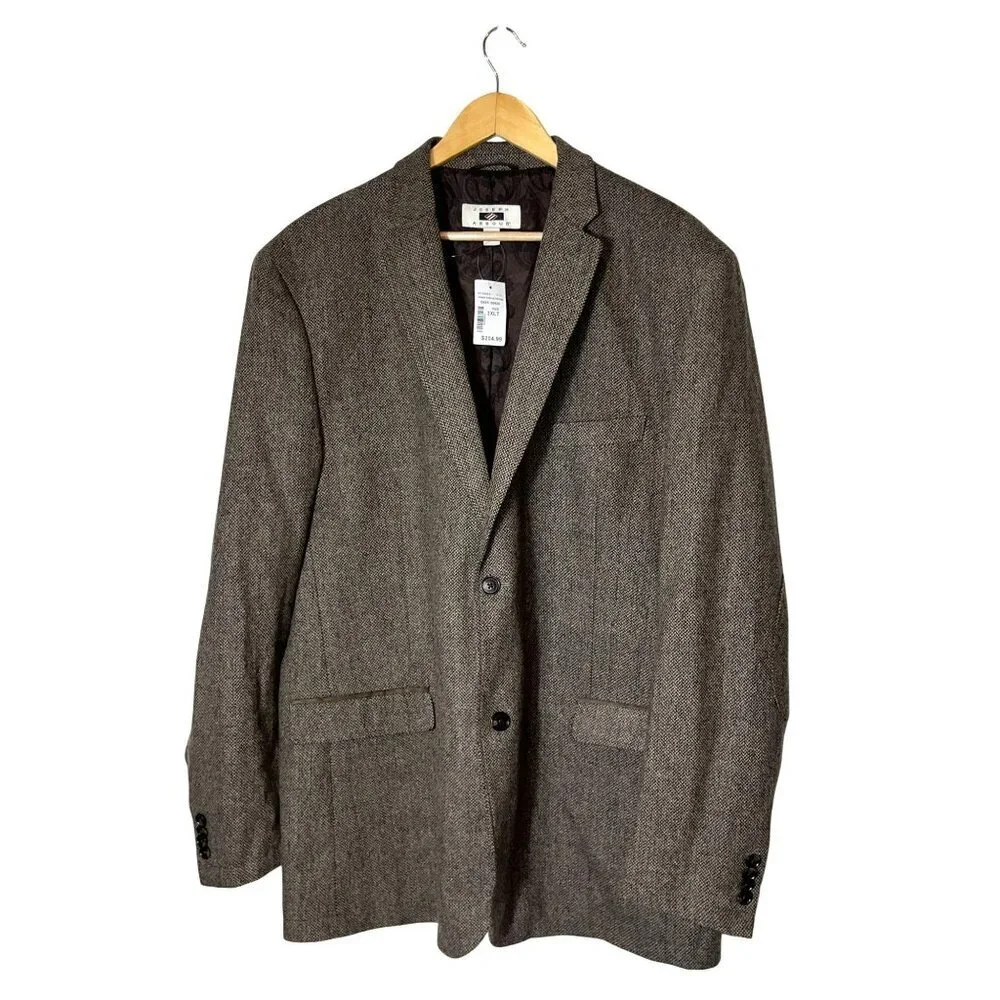 NWT Joseph Abboud Mens Heritage Blazer 3XLT Brown Herringbone Wool