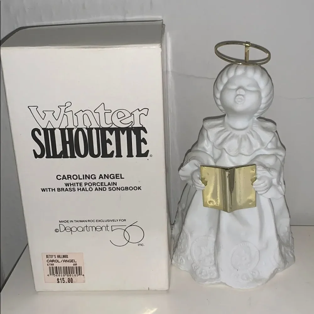 Vtg‎ Department 56 winter silhouette caroling angel