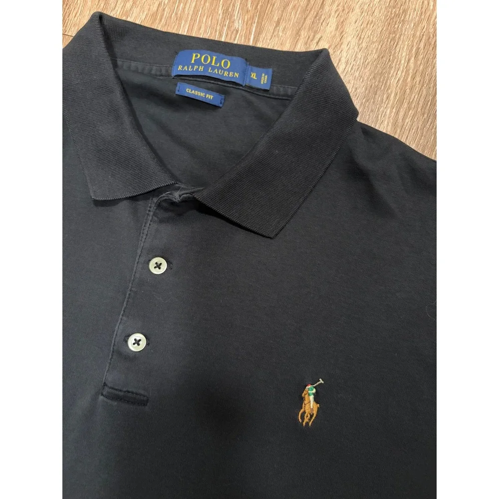 Polo Ralph Lauren Mens XL Classic Fit Short Sleeve Polo Shirt Black Pony Logo