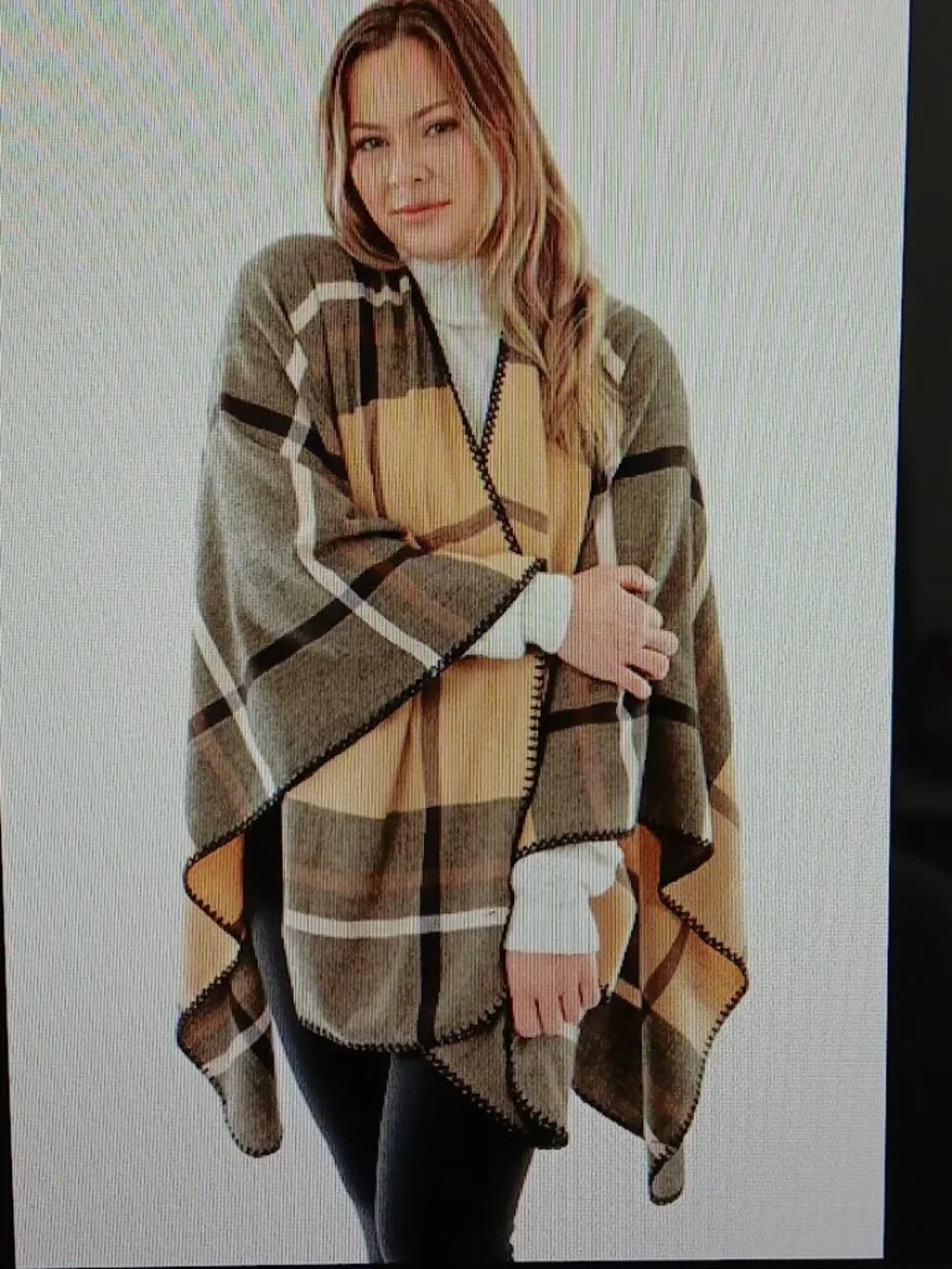 Just Cozy Poncho Scarf - one size - NWT - brown & camel colors