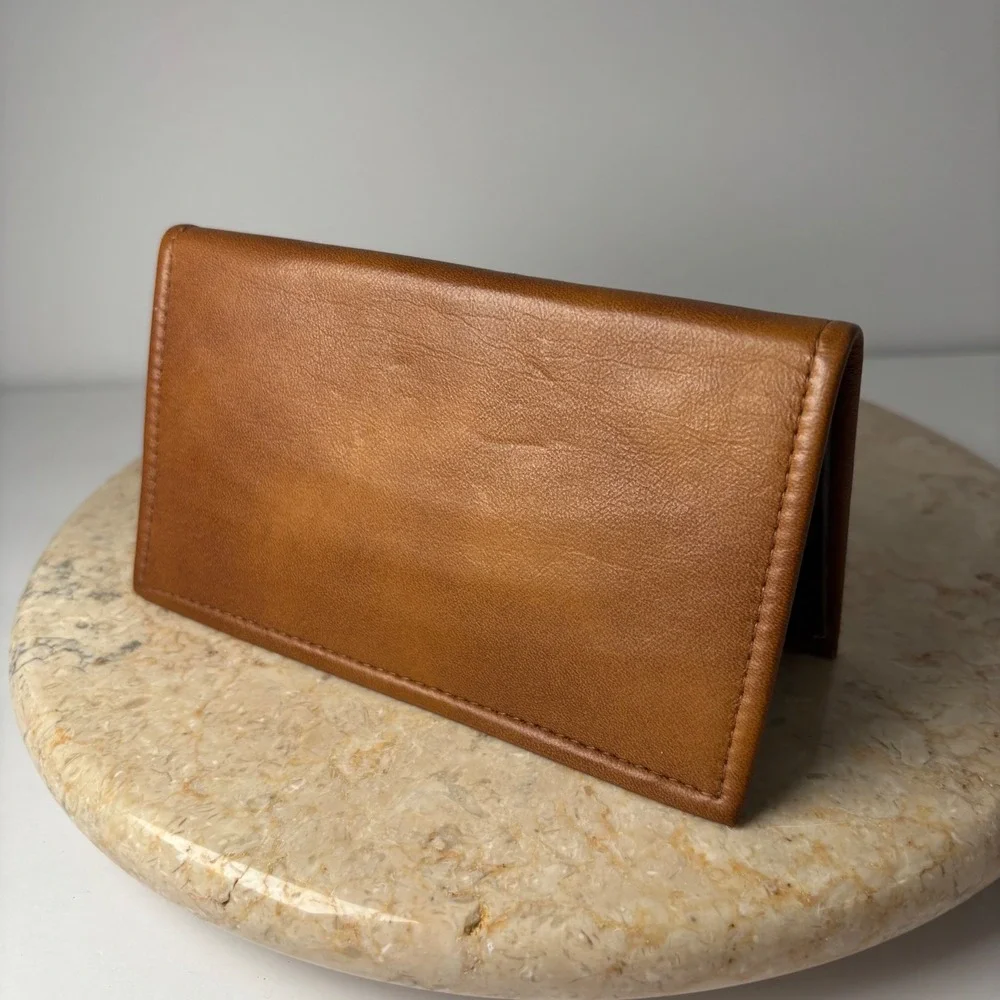 Ohio International Company Checkbook Cover OS Brown Leather‎ Vintage Bifold