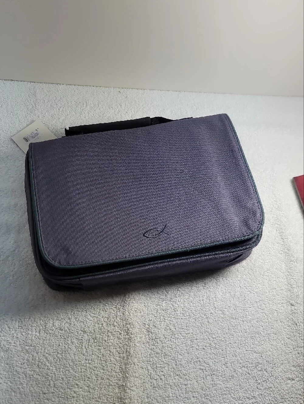 Chrustian Art Gifts - Three-Fold Bible/Book Case - Deep Plum W Gray Trim. NWT