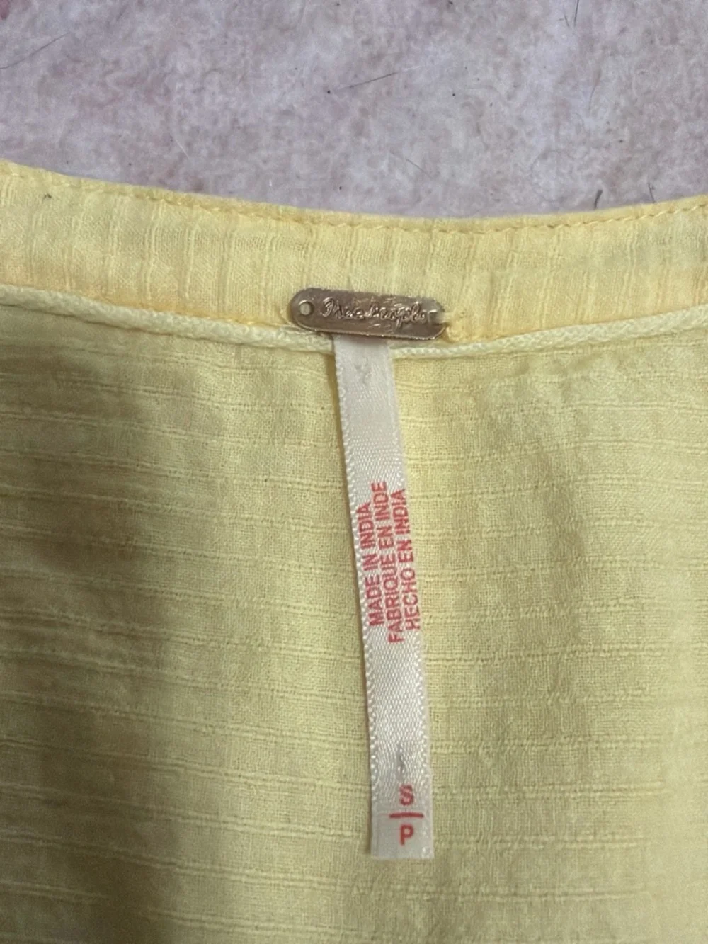 Free People Sunny Yellow Button-Front Peasant Blouse