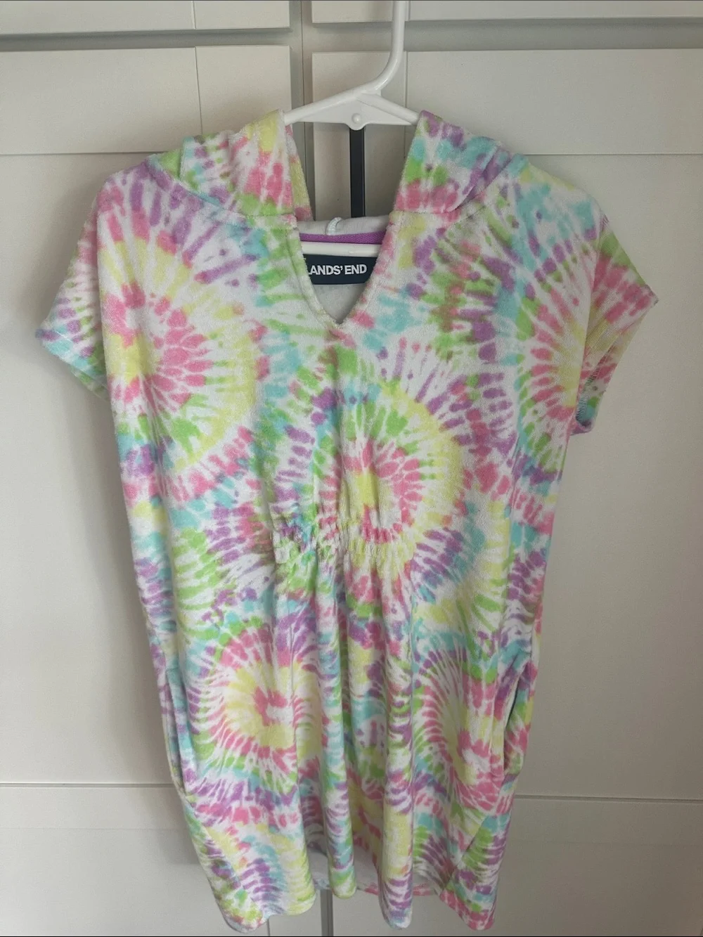 Lands' End Pastel Tie-Dye Hooded Pullover Dress