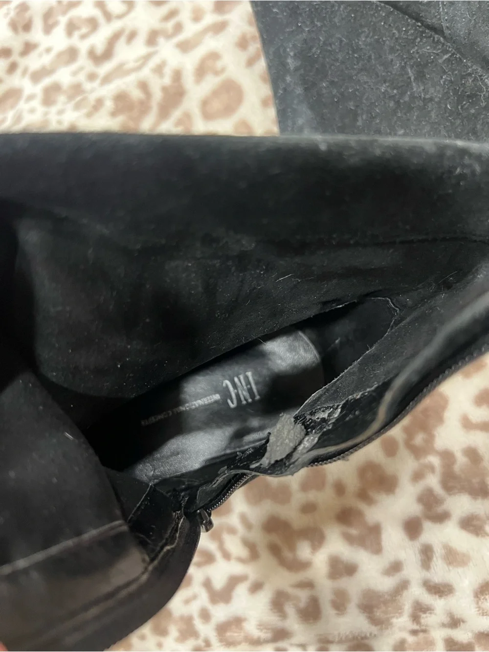 INC International Concepts Black Suede Wedge Ankle Boots