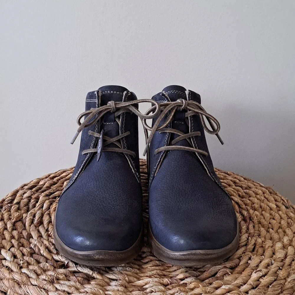 JOSEF SIEBEL Womens Conny 56 Blue‎ Pebbled Leather Ankle Boots EU42/US11.5