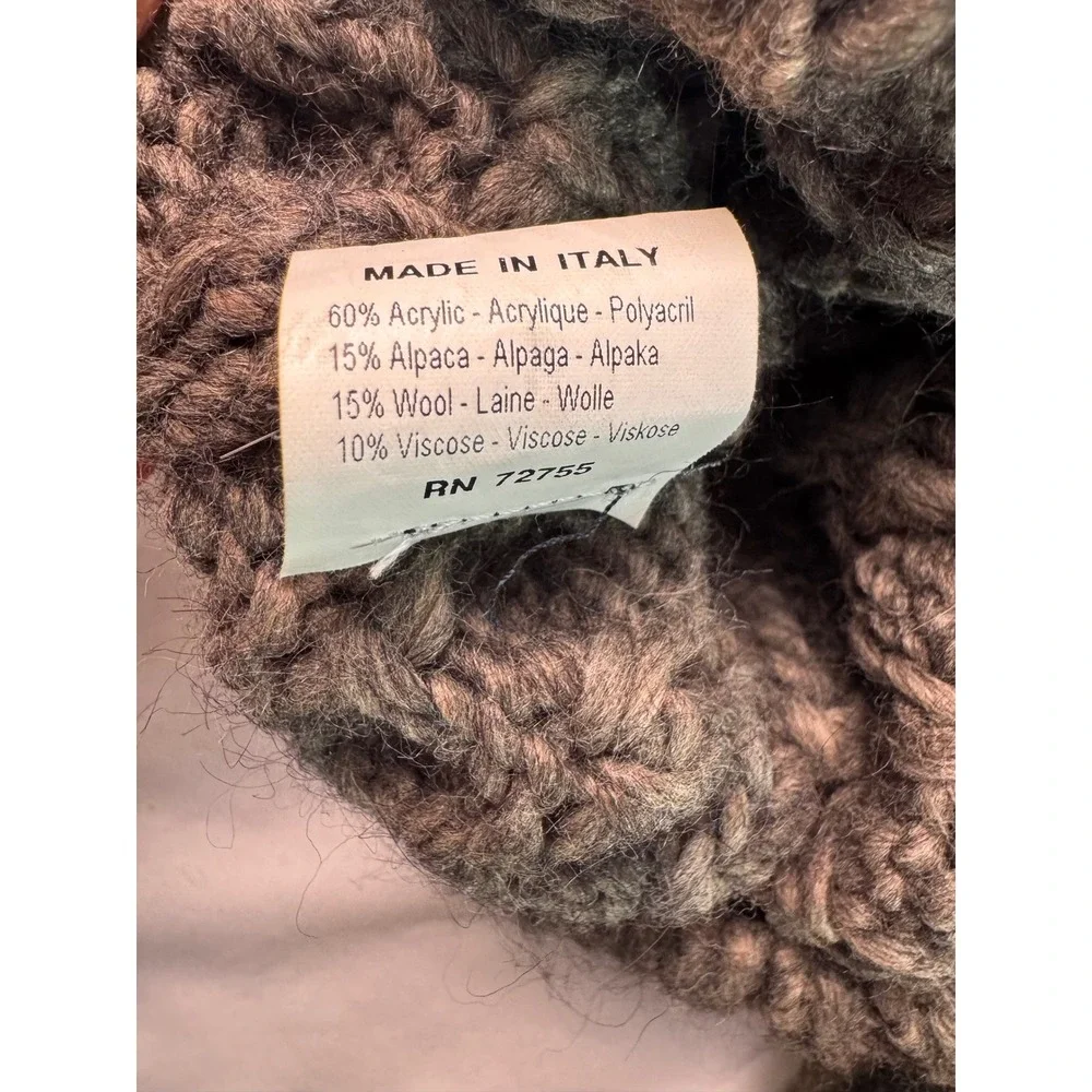 Cintelli e Galluzzo Brown Chunky Knit Beanie Alpaca Wool Blend Made in Italy Hat