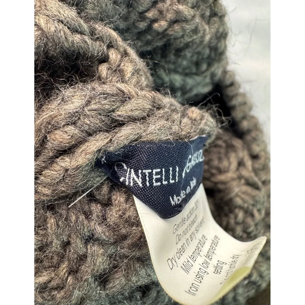 Cintelli e Galluzzo Brown Chunky Knit Beanie Alpaca Wool Blend Made in Italy Hat