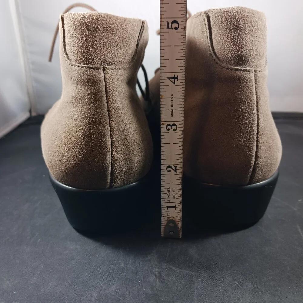 SAS Womens Kich Lace-Up Ankle Bootie Size 8.5 WW Almond Brown Suede Moc Toe