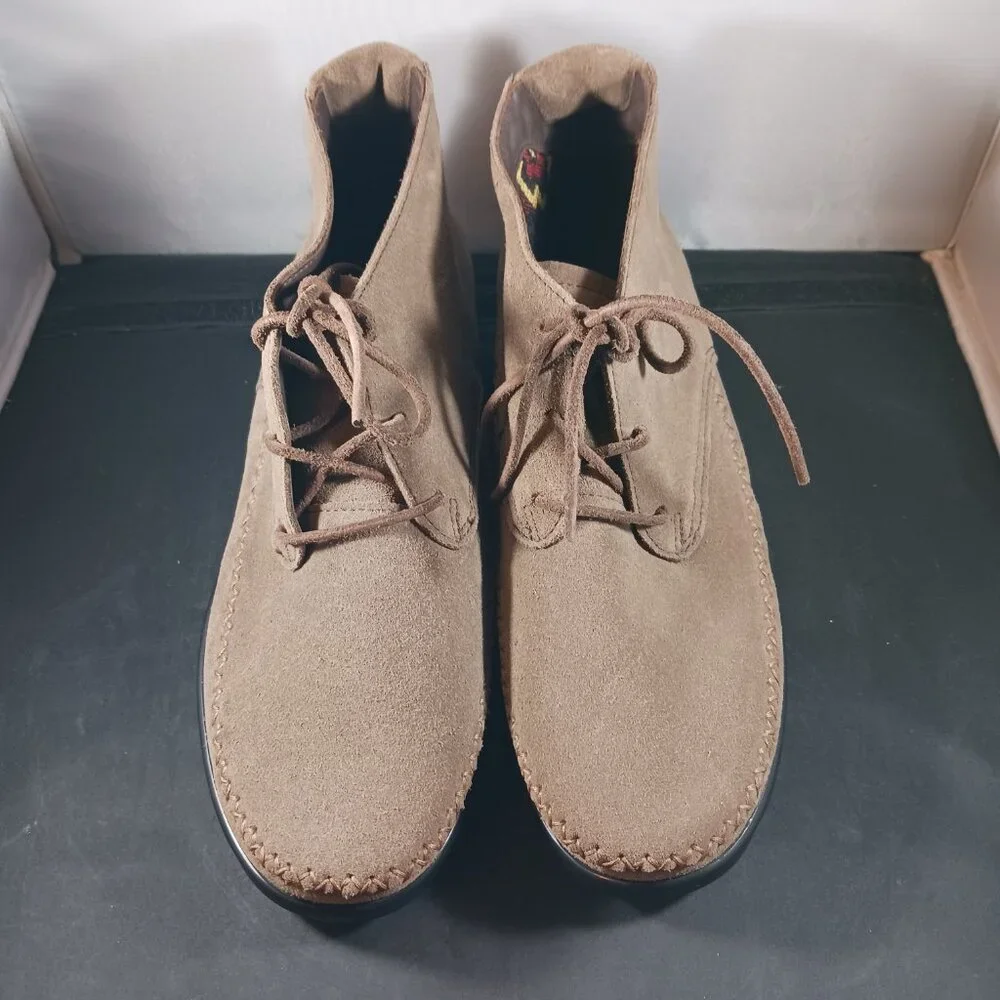 SAS Womens Kich Lace-Up Ankle Bootie Size 8.5 WW Almond Brown Suede Moc Toe