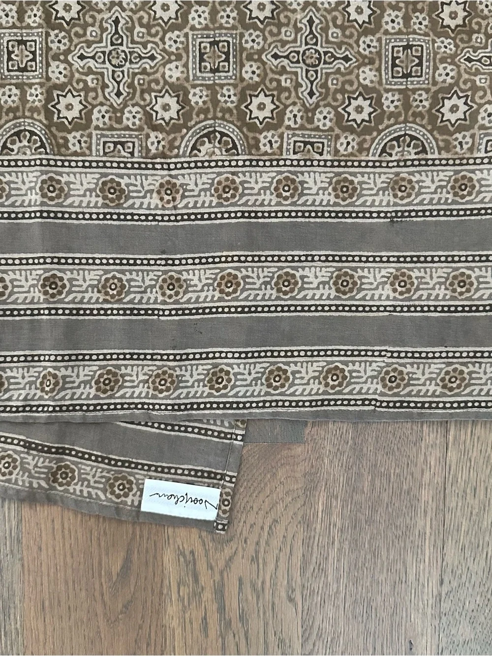 NWT Noorj Chan Block Print Floral Pattern Ajrak Scarf Wrap Brown Multi 65