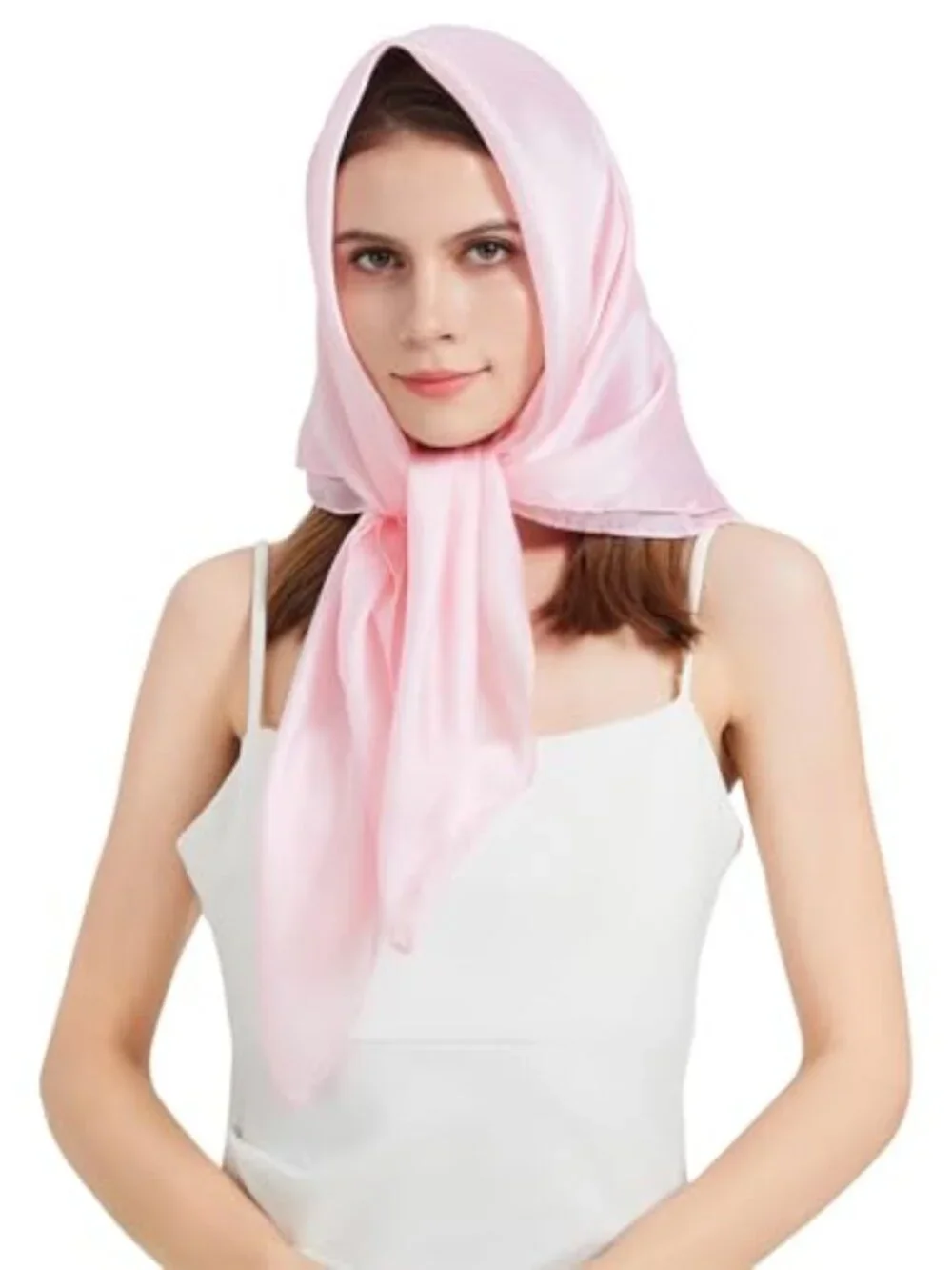 100% Mulberry Silk 35'' Square Head Scarf for Hair Wraps & Neck Ties