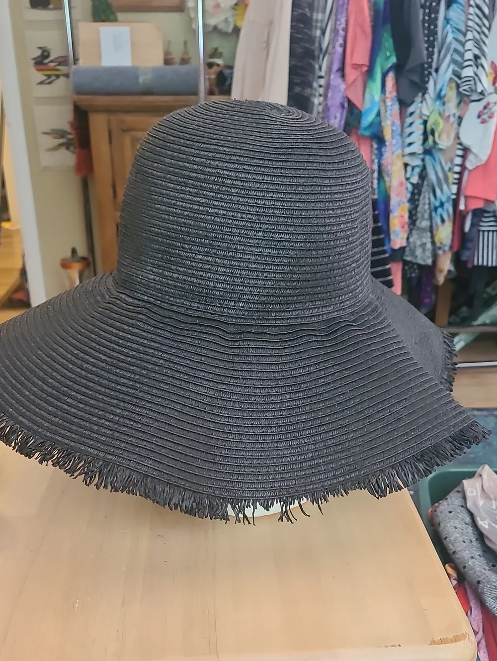 Women's Wide-Brim Black Sun Hat