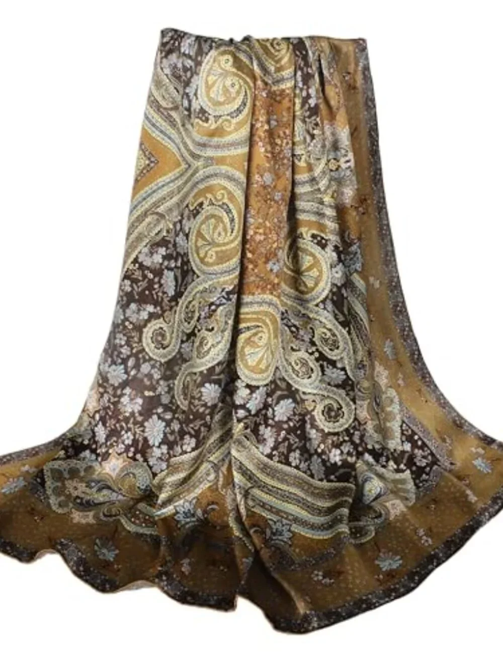 100% Mulberry Silk Square Scarf 43×43in Floral Large Shawl Lightweight Wrap