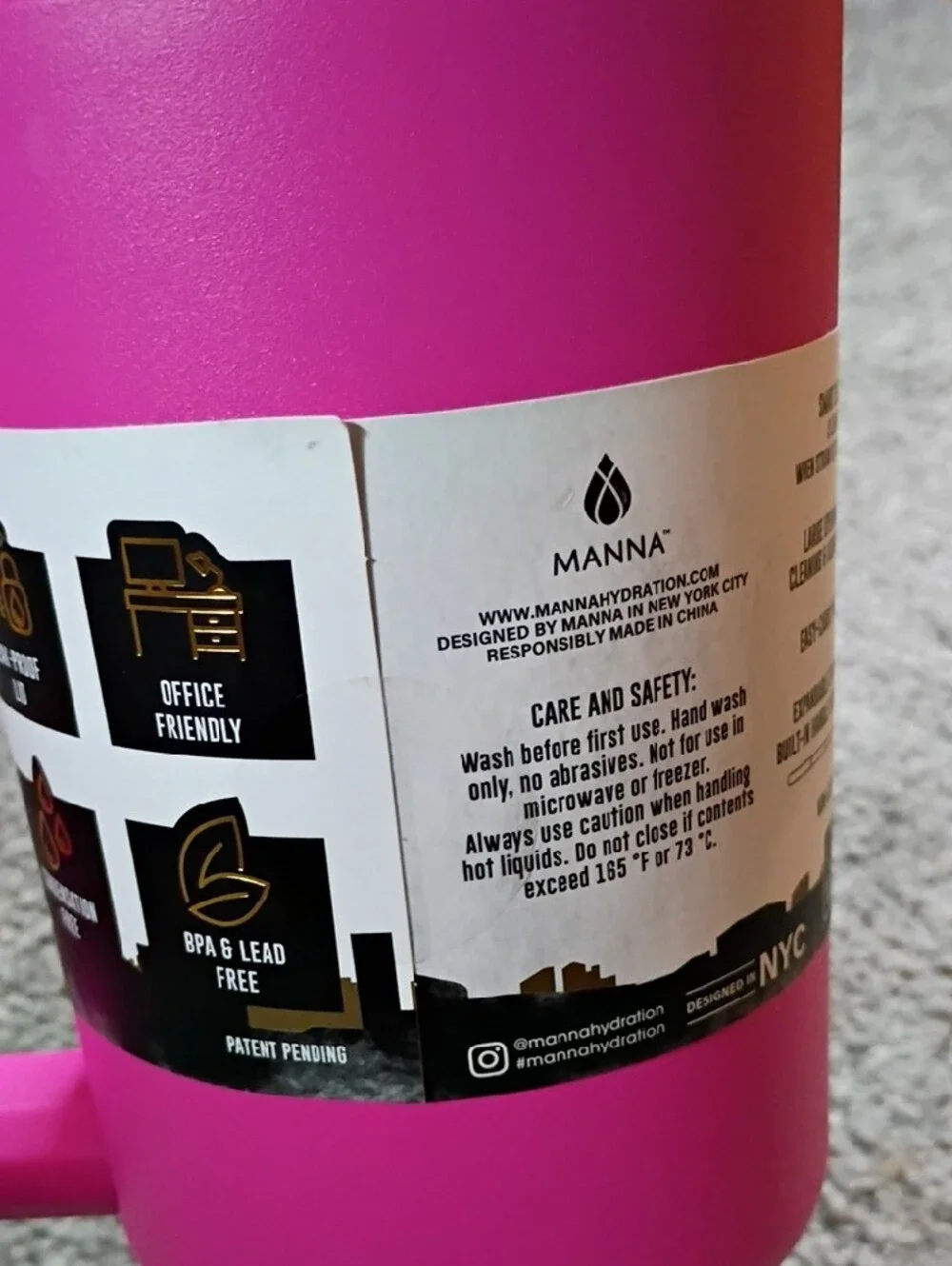Manna Rogue 40 oz Stainless Steel Tumbler - Bright Pink
