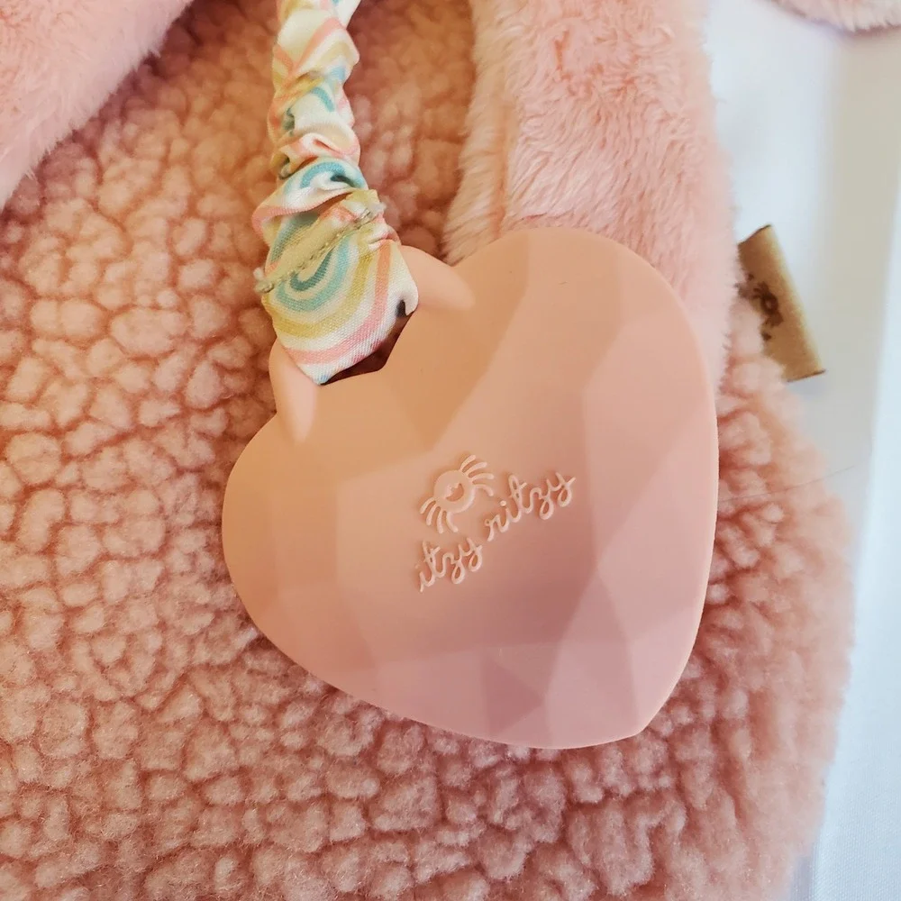 Itzy Ritzy Lovey Security Blanket Teether Baby Lovey Textured  Pink Bunny Rabbit