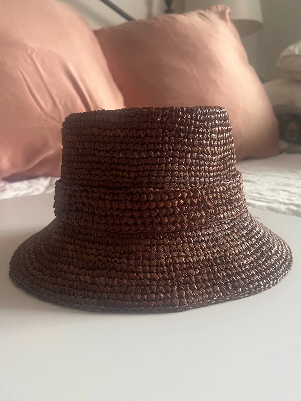 {Wyeth} Brand New Brown Raffia Straw Bucket Hat
