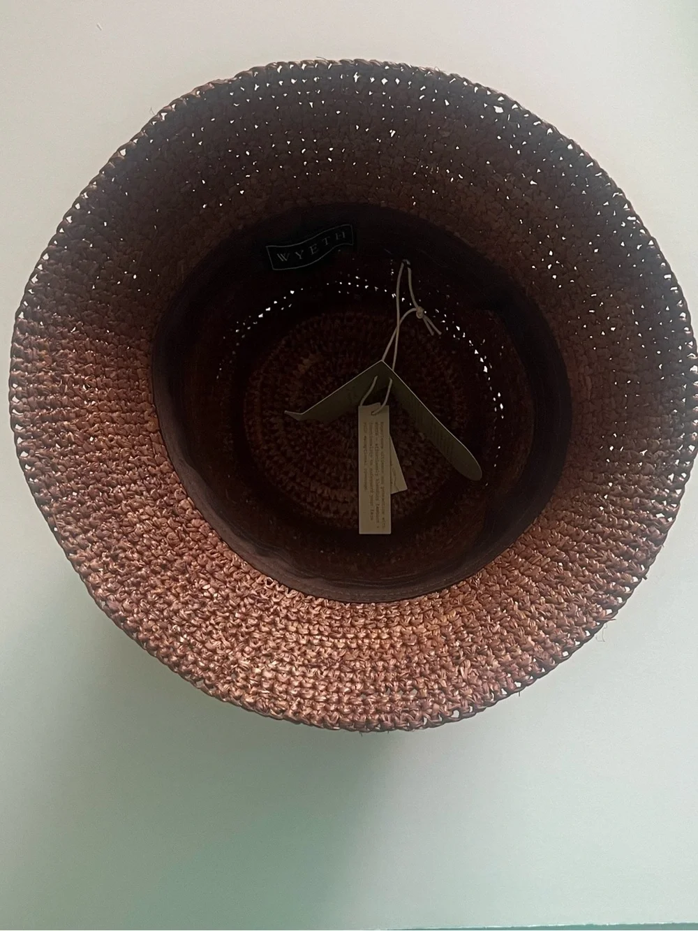 {Wyeth} Brand New Brown Raffia Straw Bucket Hat