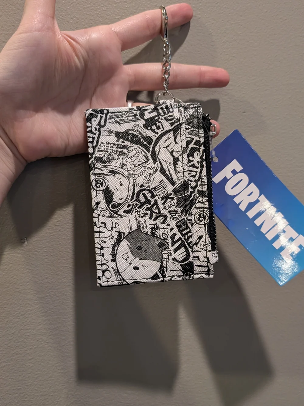 Fortnite Black & White Graphic Zip Wallet with Keychain