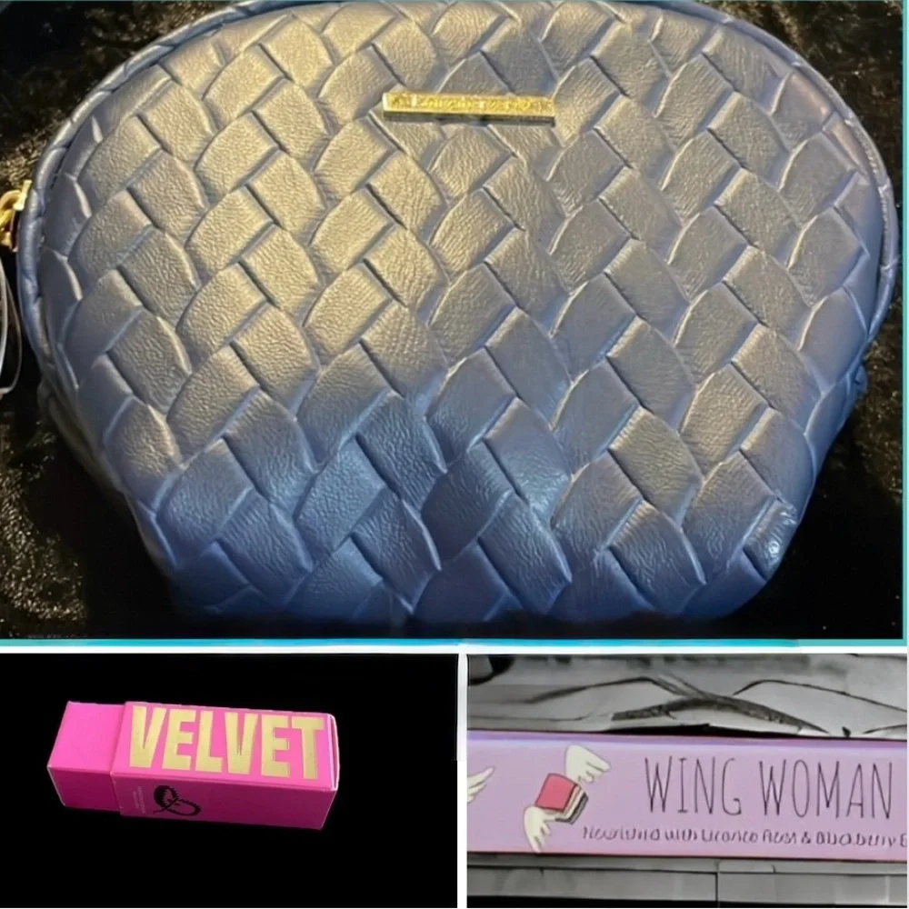 Woven Makeup Bag Bundle Lipstick & Eyeliner New
