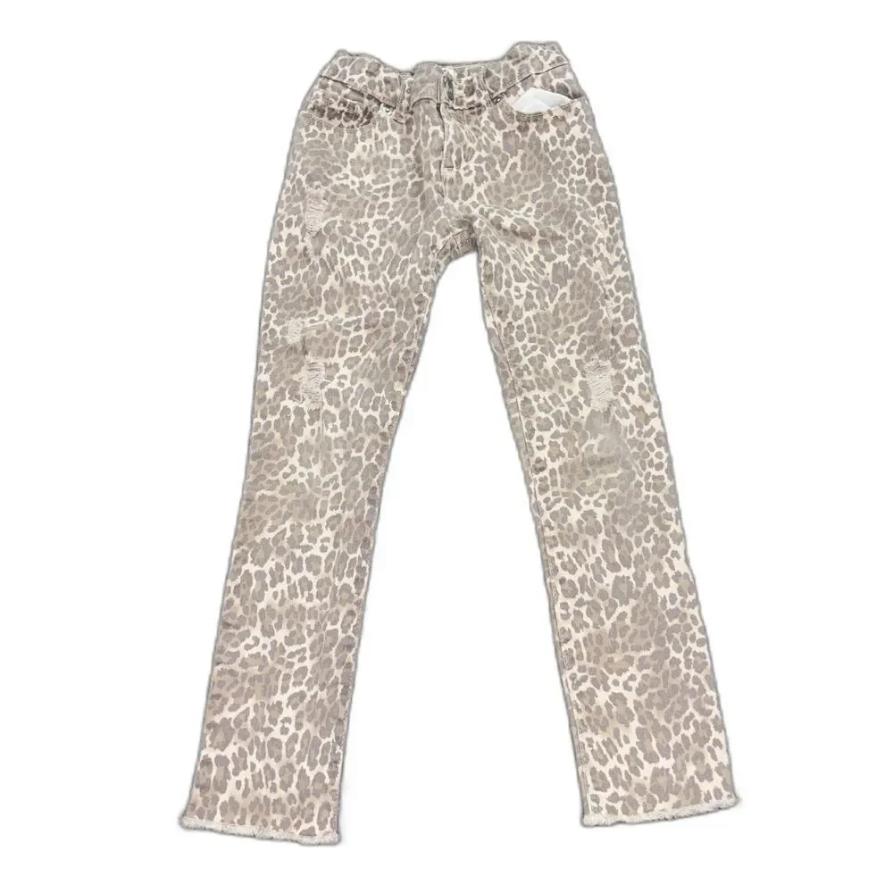 The Children’s Place Girls Leopard Print Distressed Skinny Jeans Size 6