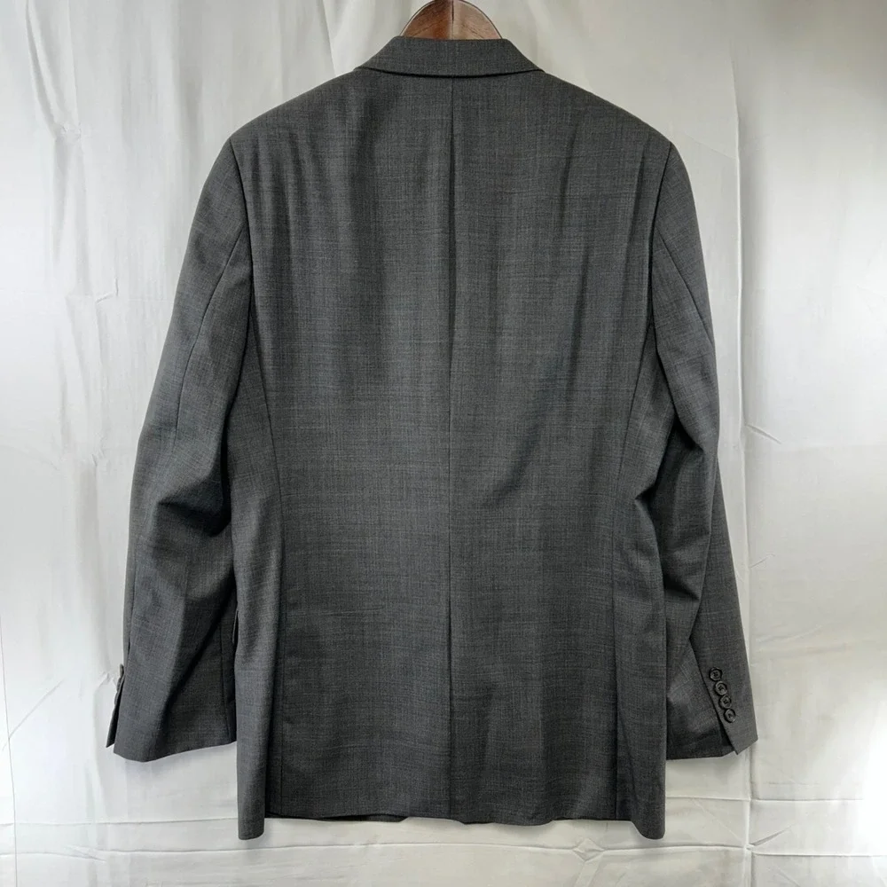 Lauren Ralph Lauren Blazer Mens 40L Grey Wool Sharkskin Two Button Sport Coat