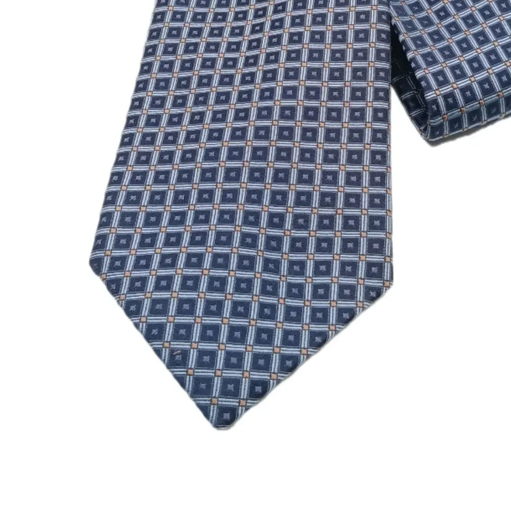 Grant Thomas Silk Tie Mens 60.5” Blue Geometric Wide Nautical Coastal New