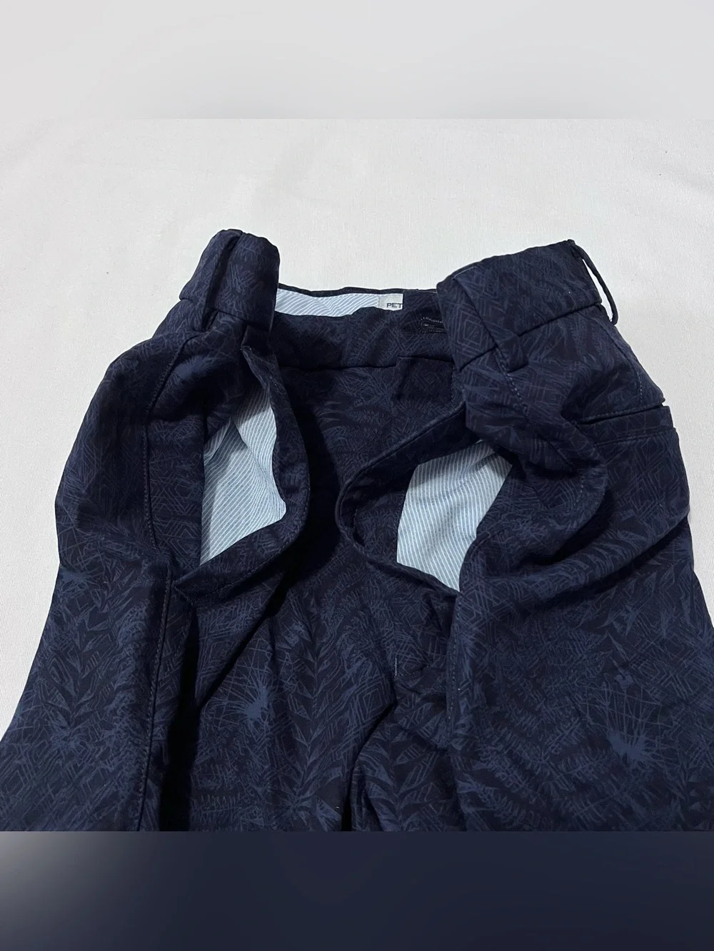 Peter Millar Crown Sport Navy Tropical Palm Print Golf Shorts 9” 35