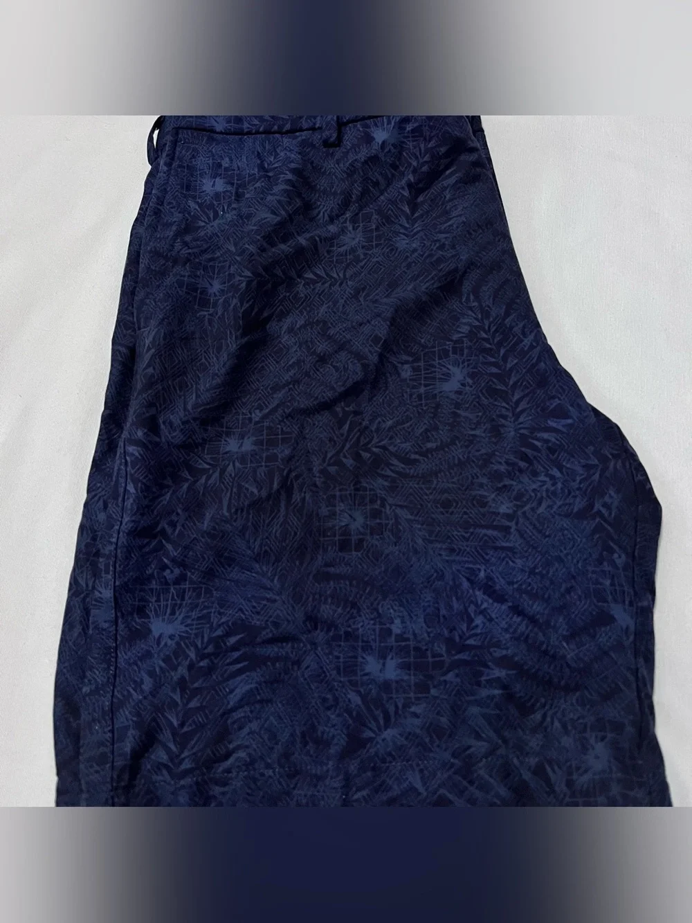 Peter Millar Crown Sport Navy Tropical Palm Print Golf Shorts 9” 35