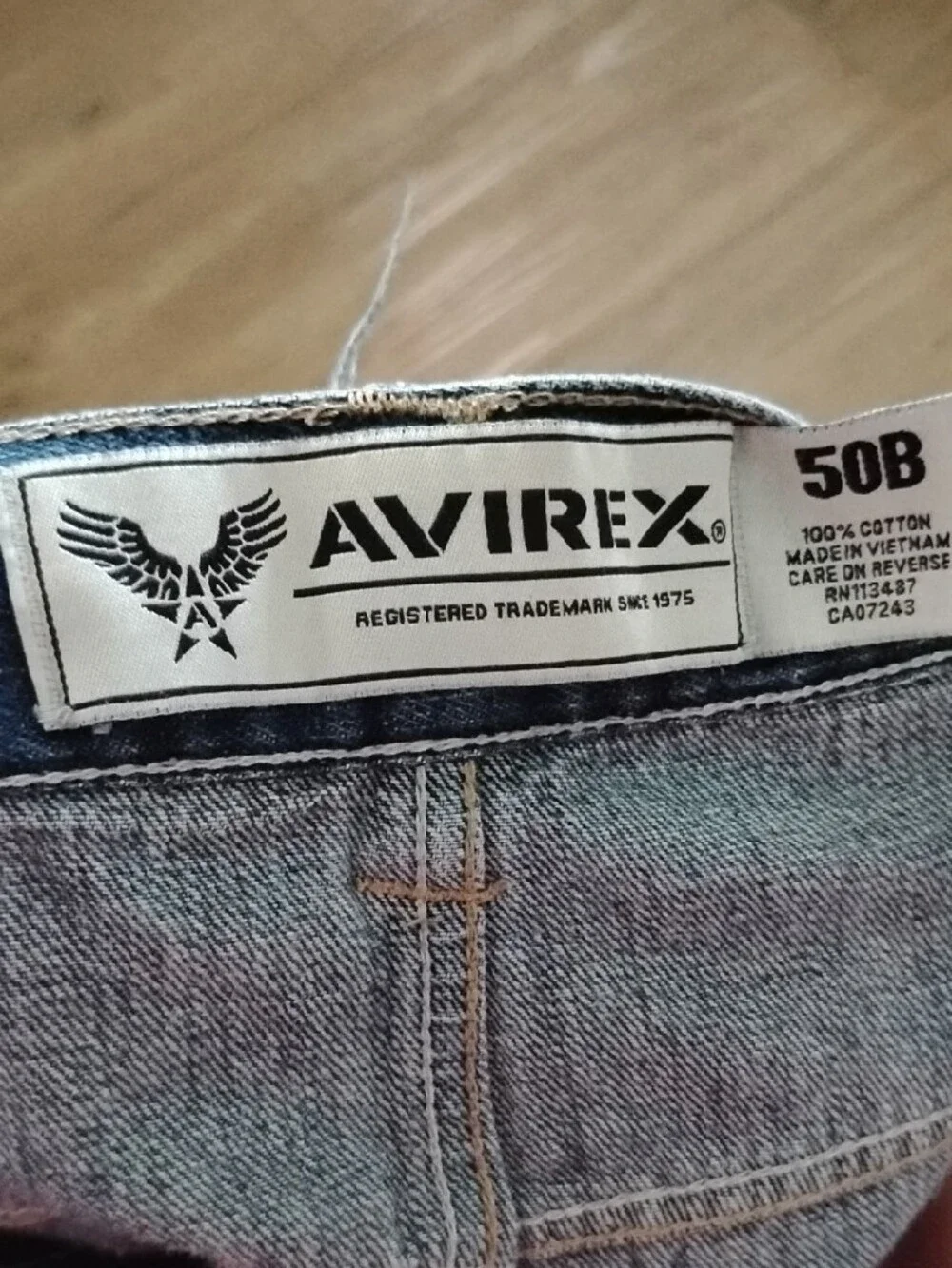Avirex Men's Distressed Blue Denim Jean Shorts