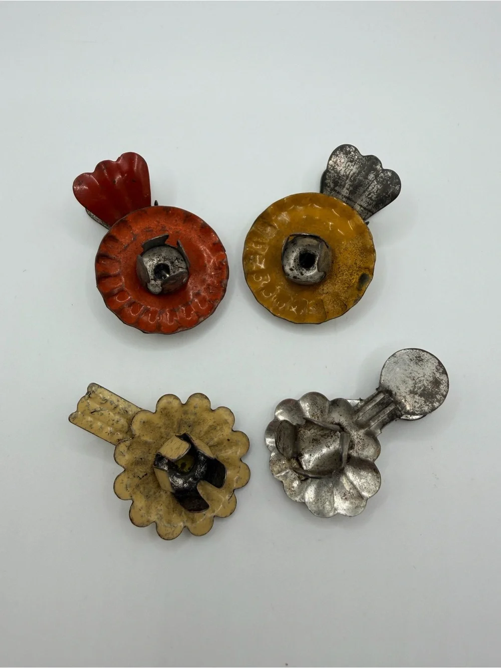 Antique Victorian Tin Enameled Christmas Tree Candle Holder Clips