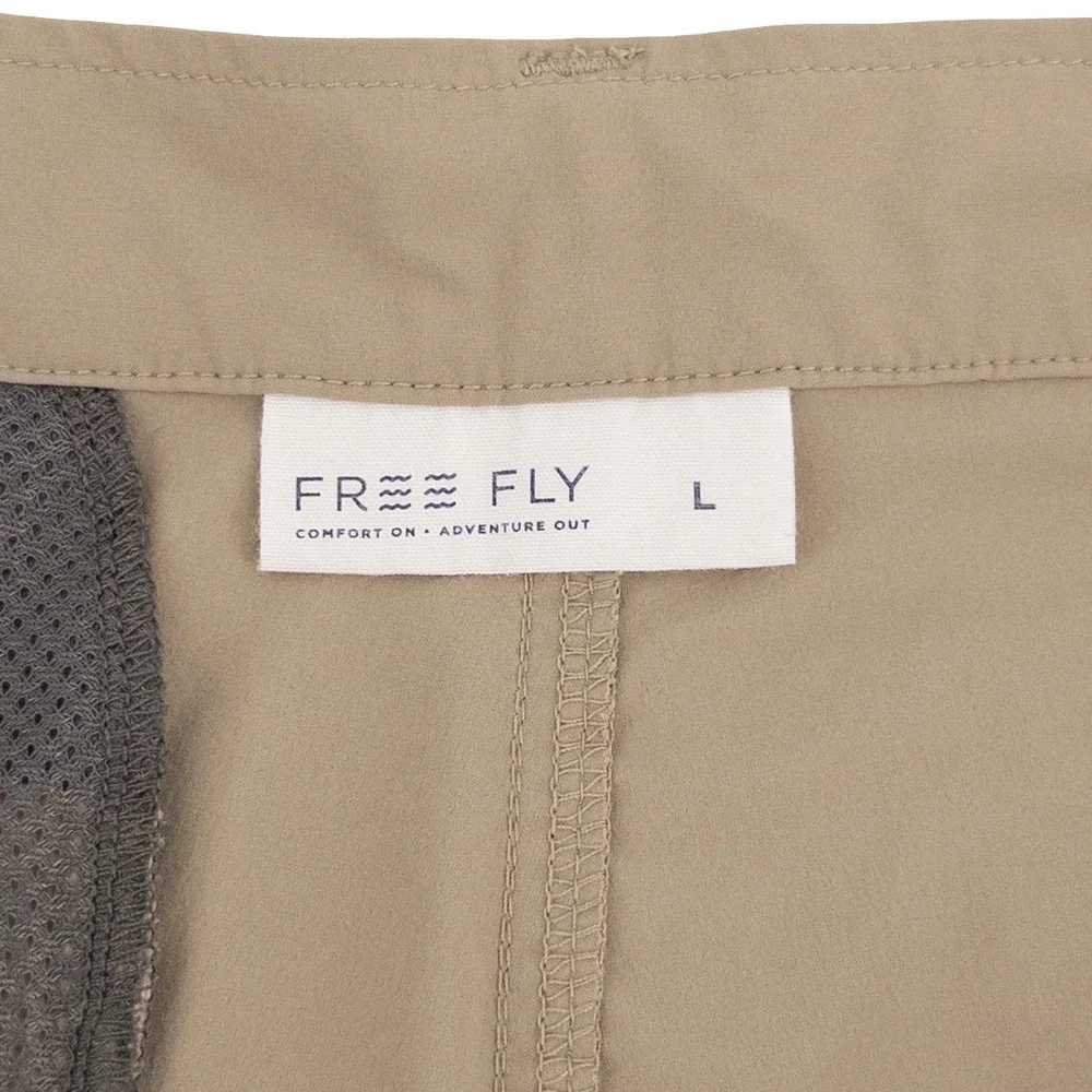 Free Fly Mens Large Latitude Shorts Khaki Stretch Quick Dry Hiking Gorpcore Fish