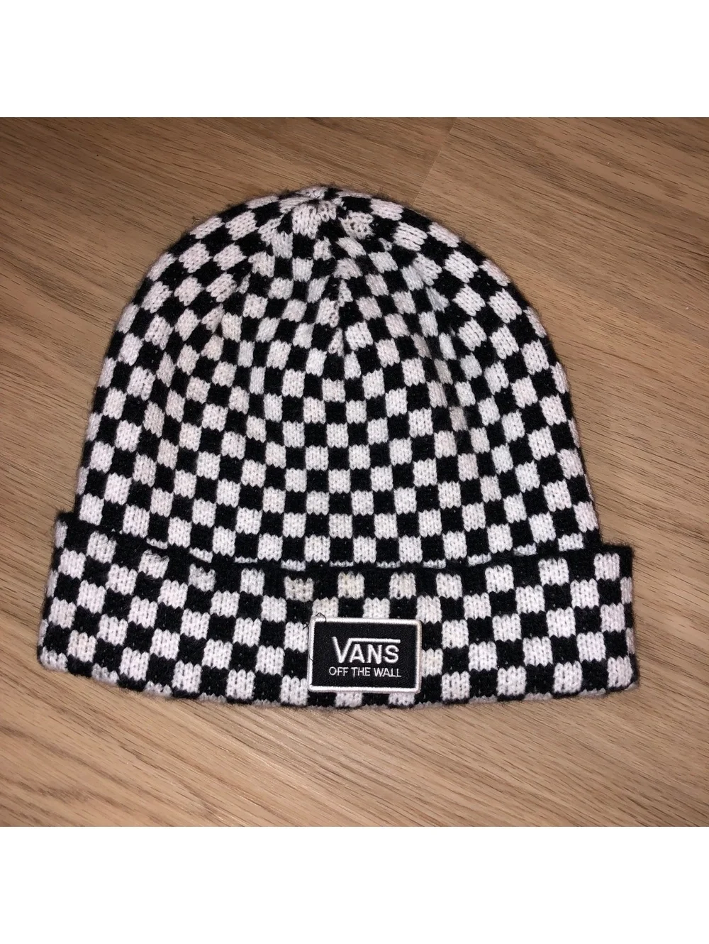 VANS OFF THE WALL SKATE BEANIE KNIT HAT CHECKERED BLACK WHITE ADULT ONE SIZE