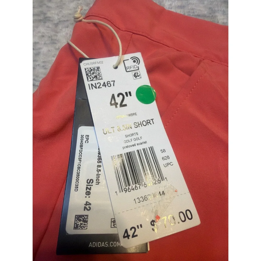 Adidas Mens Ultimate 365 Golf Shorts Coral Size 42 NWT‎