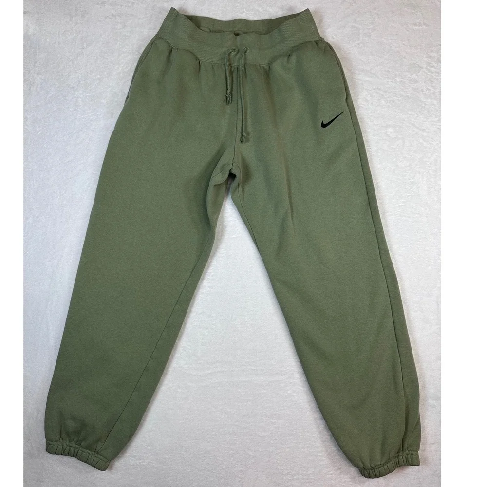 Nike Mens Sportswear Fleece Joggers Olive Green Sweatpants Medium Swoosh Logo