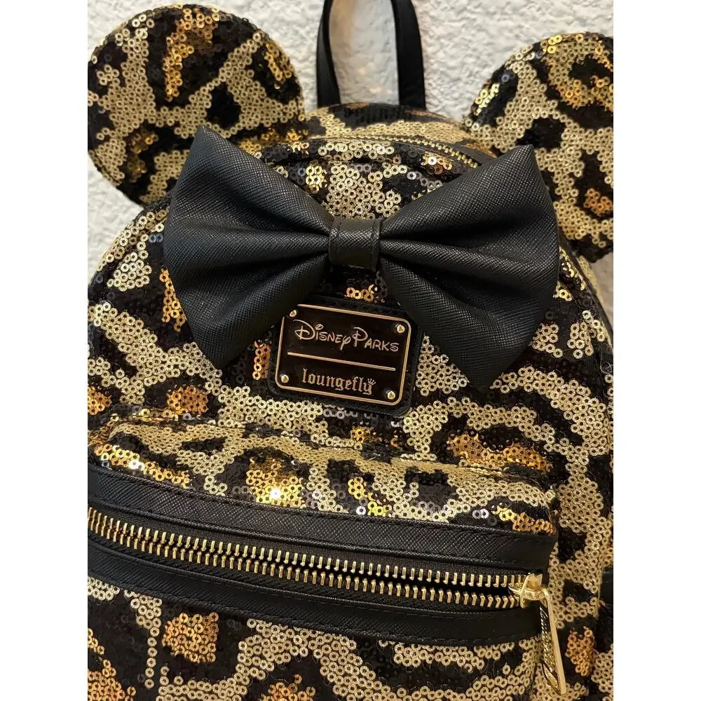NEW Disney Loungefly Backpack Animal Kingdom Minnie Mouse Leopard Print Bag