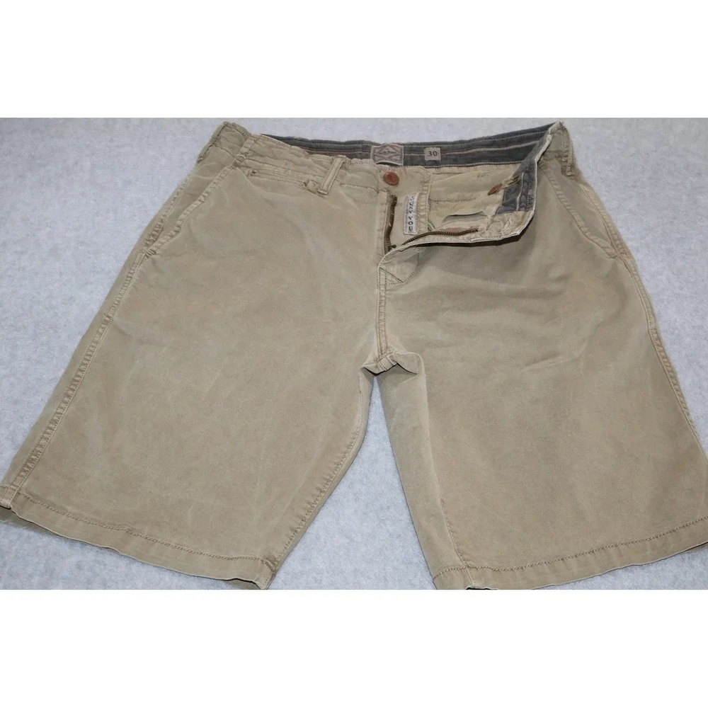 Lucky Brand Shorts Mens 30 Khaki Chino Flat Front Stretch Casual Tan **