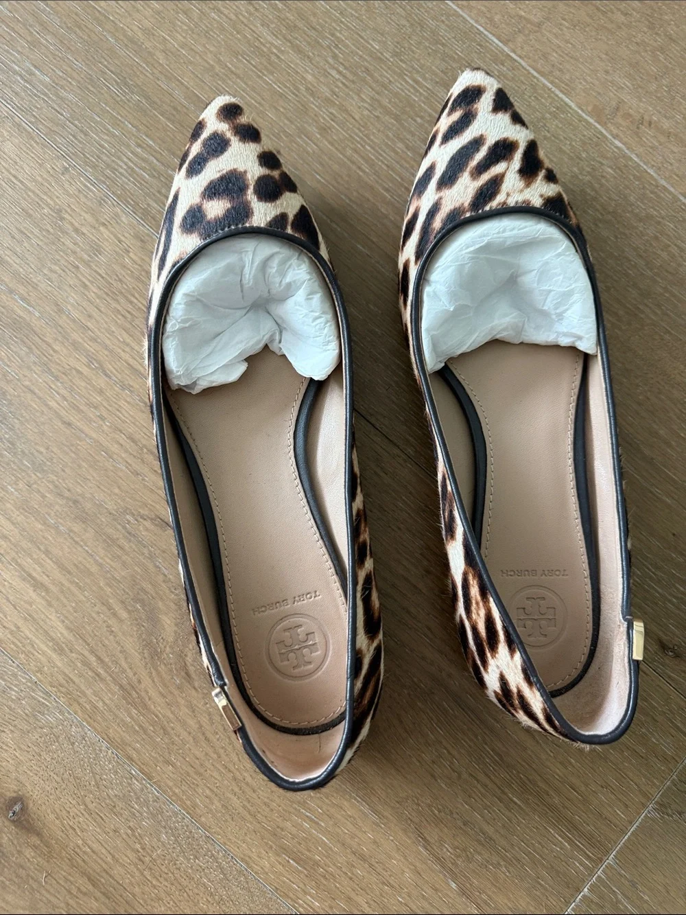 Tory Burch Leopard-Pattern Pointed Toe Flats - Brown & Black